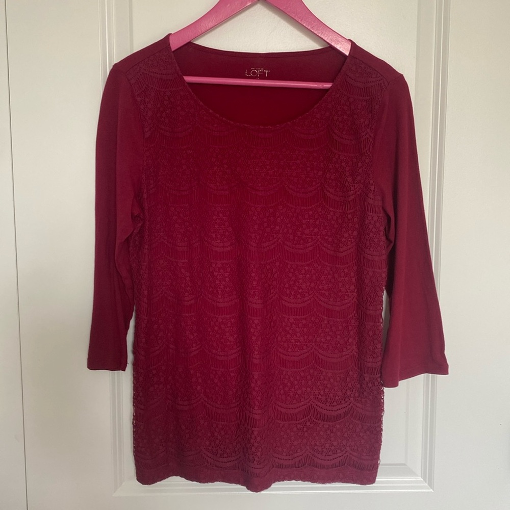 Loft 3/4 Sleeve Crochet‎ Front